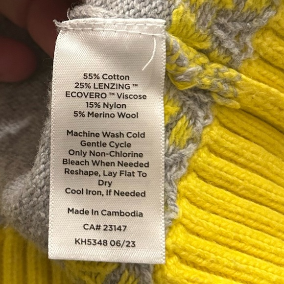 Talbots Plus Chevron Fair Isle Crewneck Sweater Gray Yellow Plus Size 3X - Picture 8 of 9